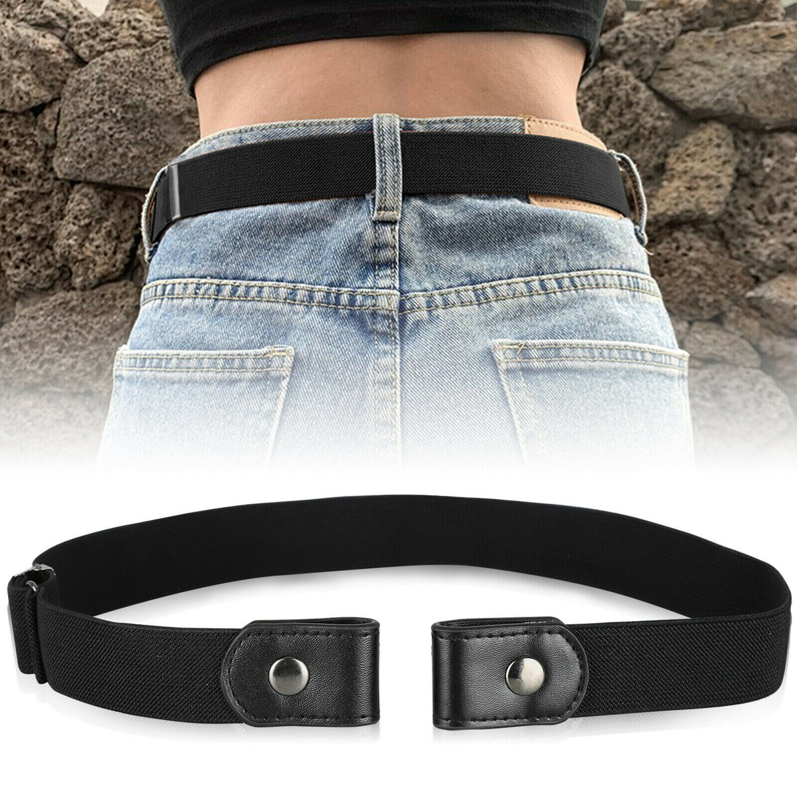 Buckle-free Elastic Invisible Waist Belt For Jeans No Bulge Hassle Men Women New
