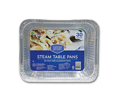 Berkley Jensen Half-size Aluminum Steam Table Pans, 30 Ct For Buffets, Catering