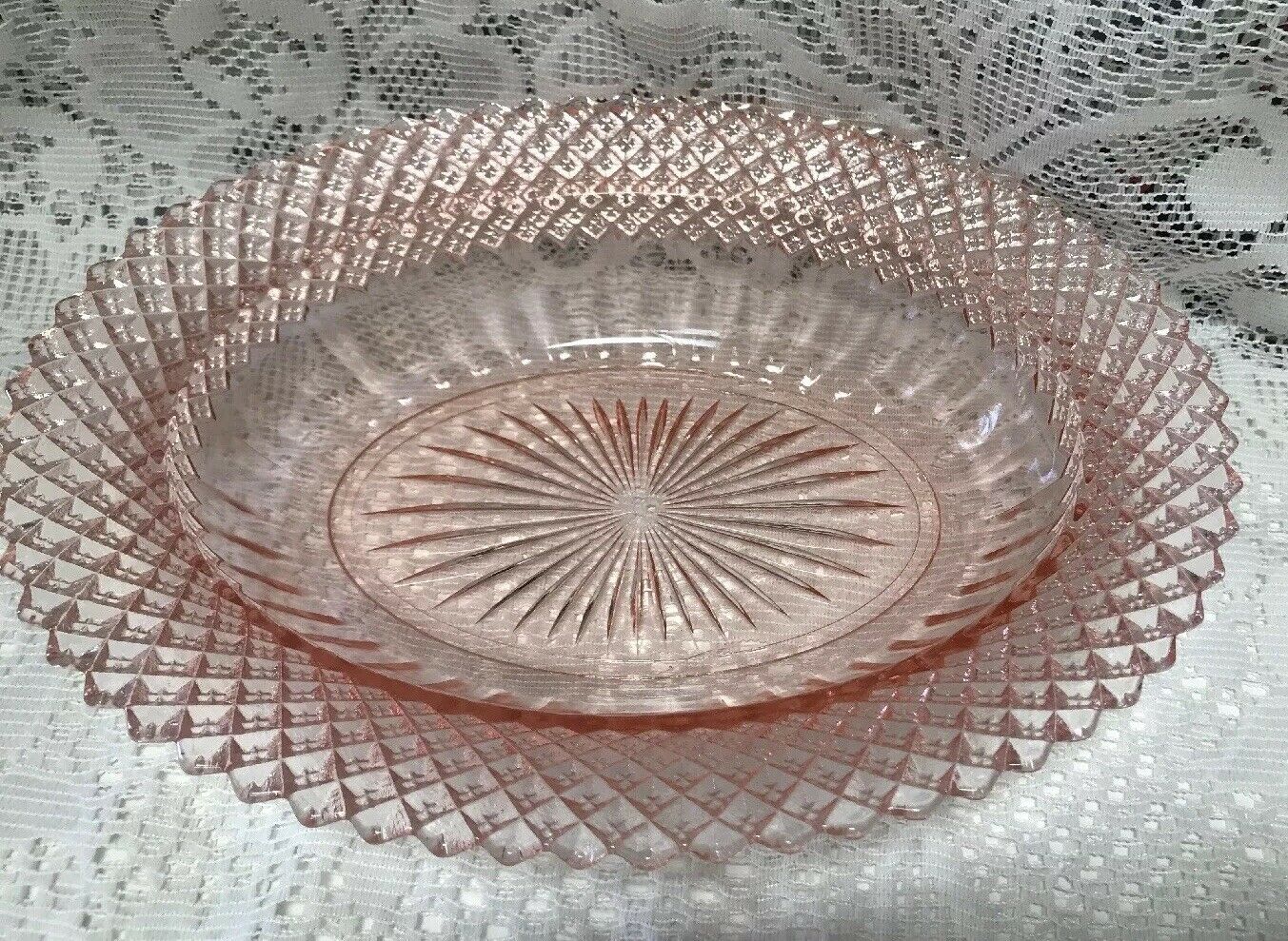 Antique Pink Depression Glass Miss America -oval Bowl -hocking Co. -rare -1930’s