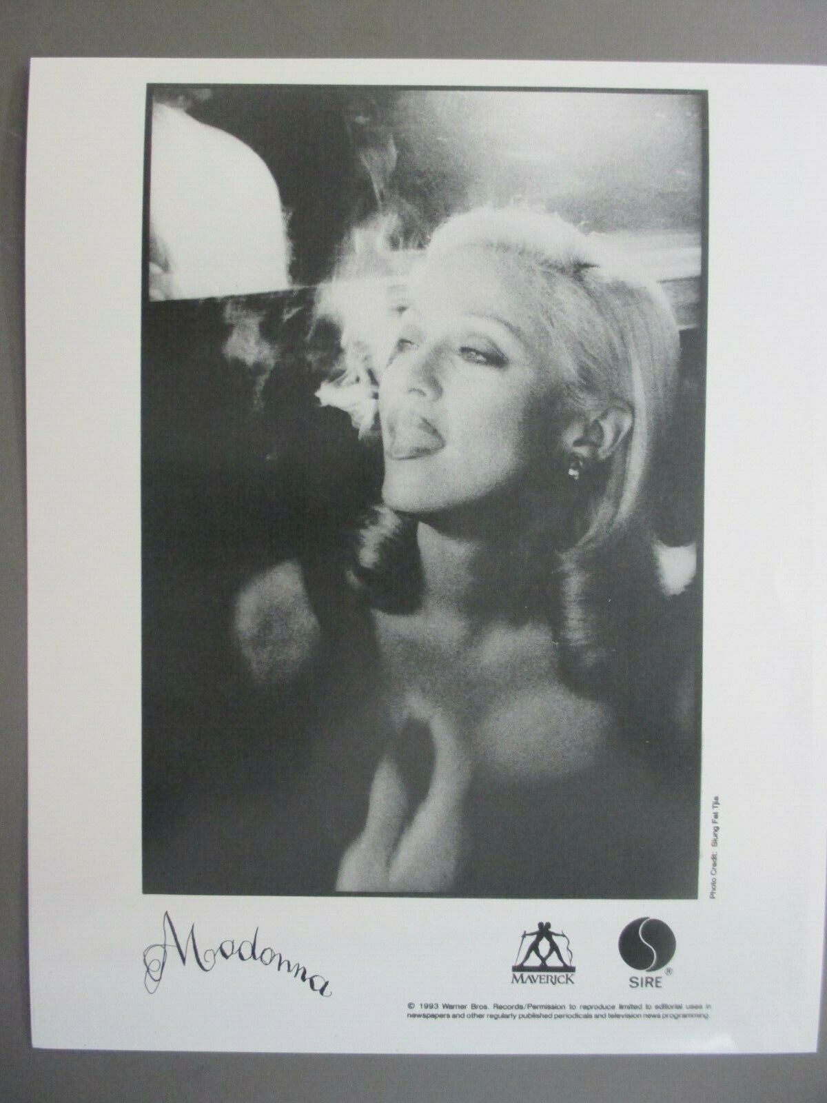 Madonna Black & White 8 X 10 Glossy Promo Photo 1993 Smoking Cigarette  !