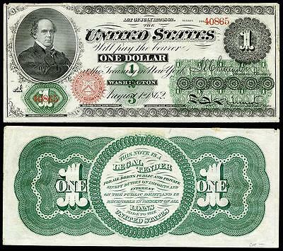 Nice Crisp Unc. 1862 U.s. $1.00 Greenback  Bank Copy Note! Read Description