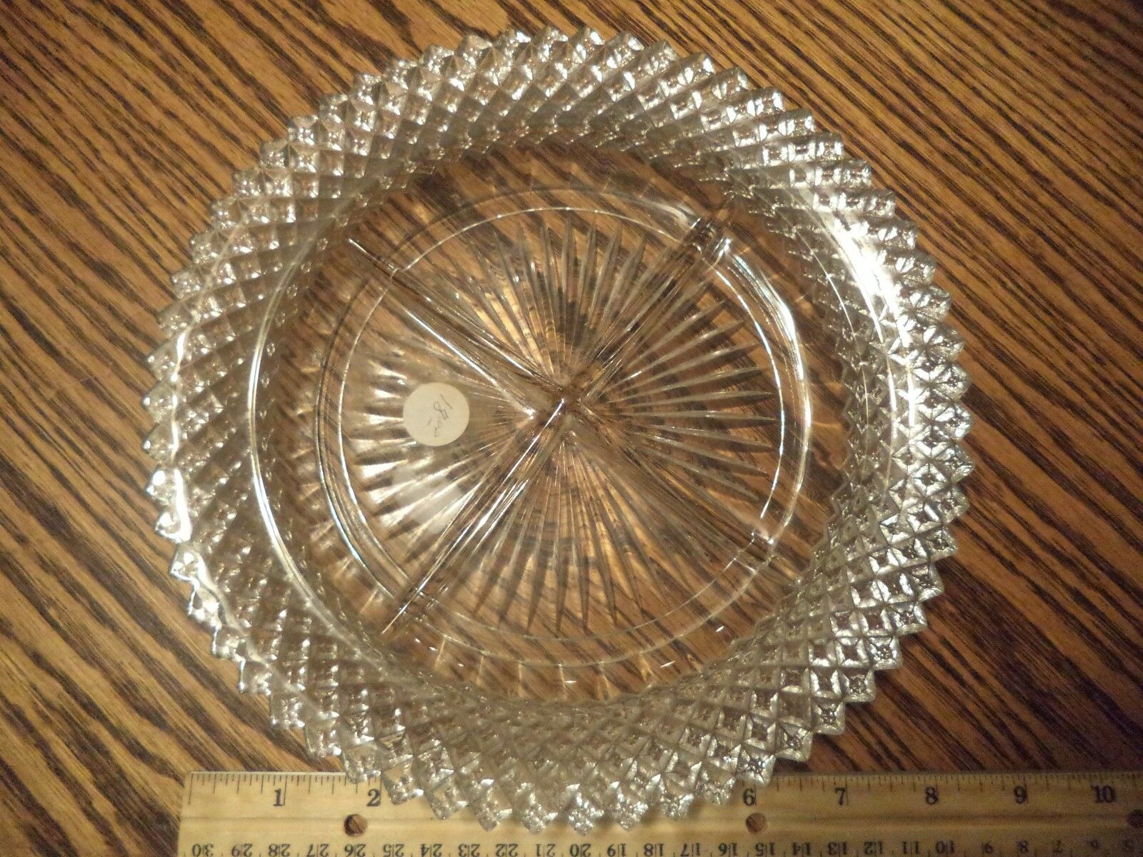1935-1938 Hocking Miss America Clear 8.75" 4 Part Divided Relish Dish