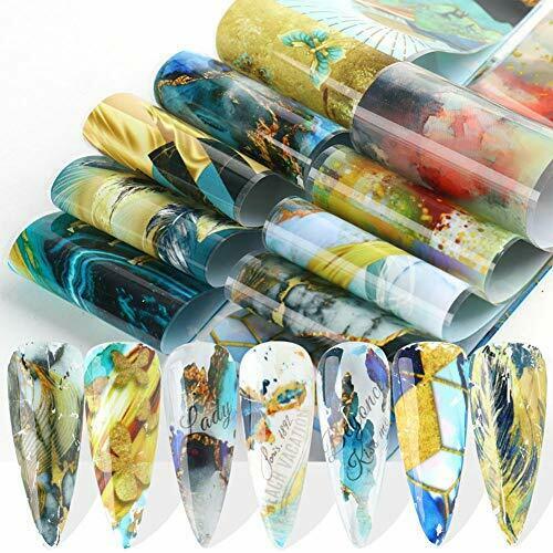 Marble Nail Foil Transfer Sticker Marble Nail Art Stickers Holographic Starry...