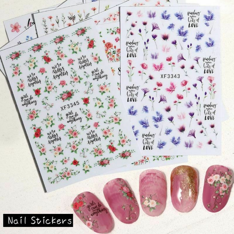 1pc The Lavender Pattern Nail Art Decal And Sticker Flower Leaf Tree Green Simpe