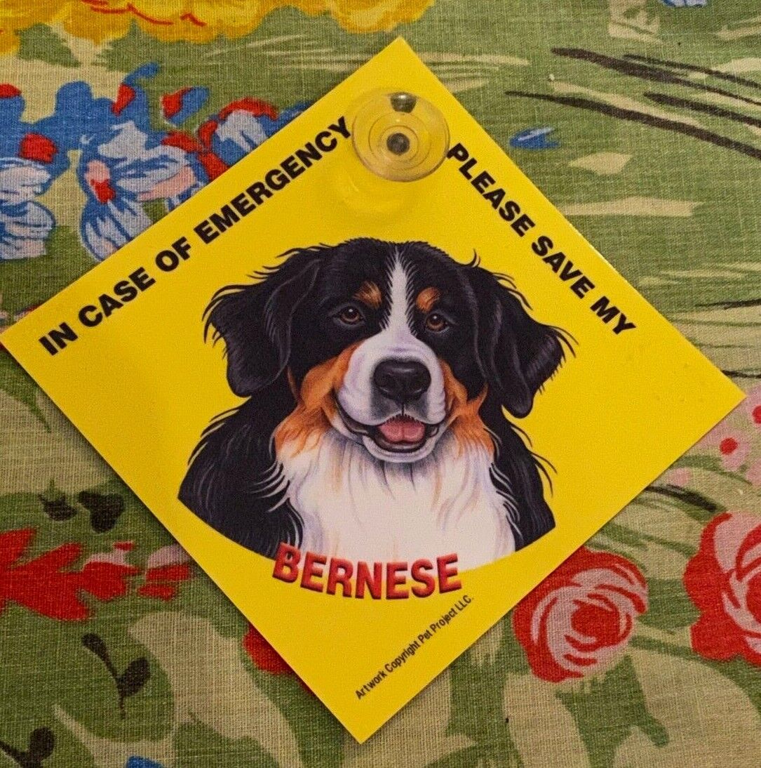 Dog Artwork Sign - In Case Of Fire - Save My Dog - Bernese Mt. Dog