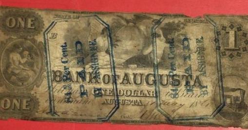 1862 $1 Us "large Size" "augusta, Georgia"! Rough! Old Us Paper Currency!