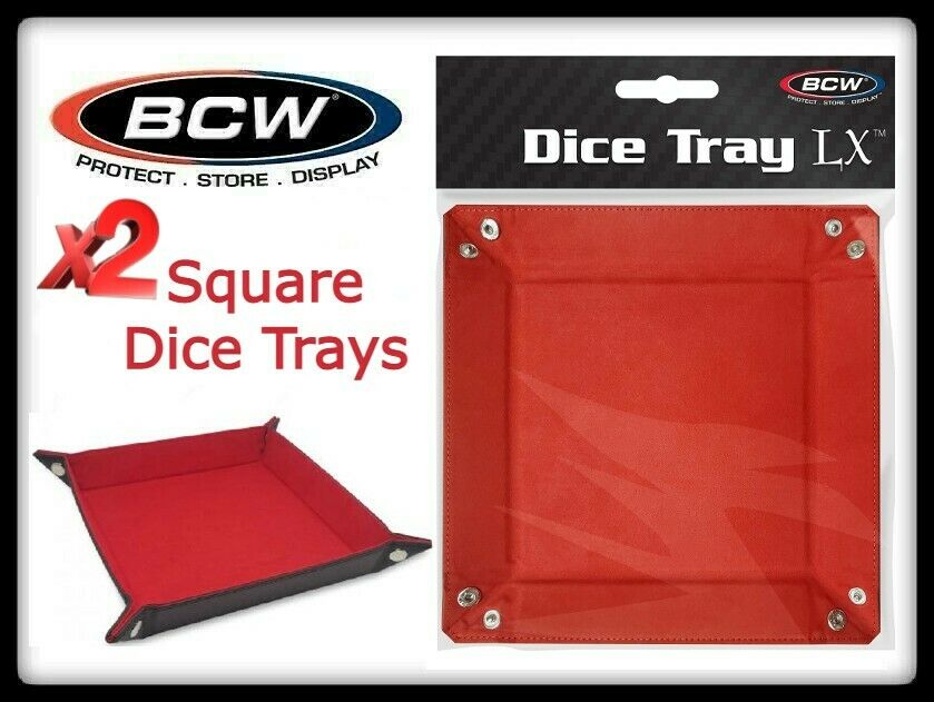 2 Bcw Square Dice Red Lx Trays Flat, Foldable & Handy For Pathfinder Games 10"