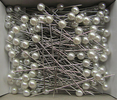 144 White Pearl Pins Bout Corsage Craft Pins 1.5" Round Heads