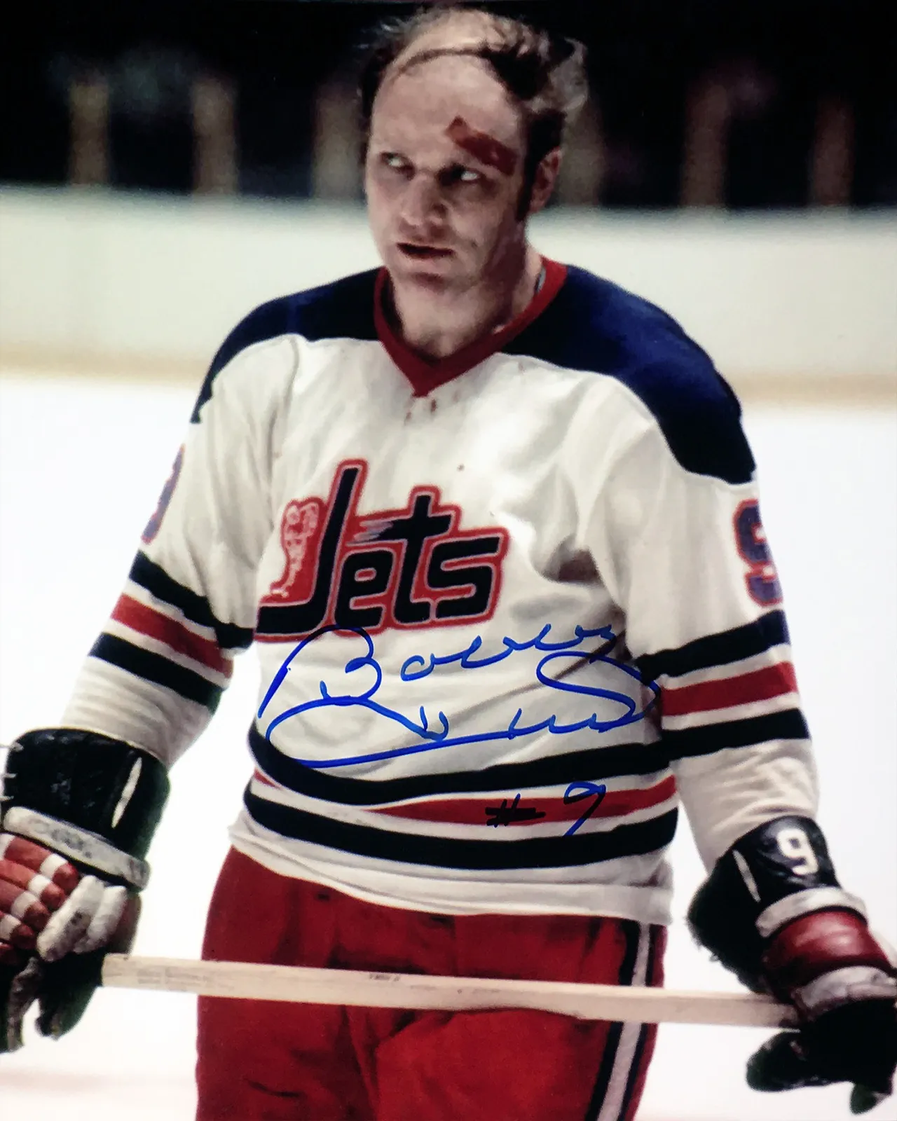 Bobby Hull Autographed 8x10 Photograph (bloody) - Winnipeg Jets