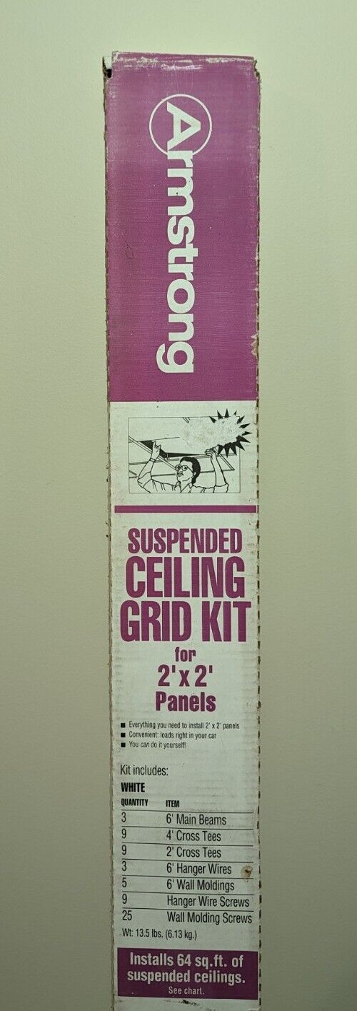 Armstrong Suspended Ceiling Grid Kit 2'x2' Panels 64 Sq. Ft. Of Ceiling #6357wh