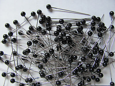 144 Shiny Black Ball Pins Bout Corsage Craft Pins 1.5" Round Heads