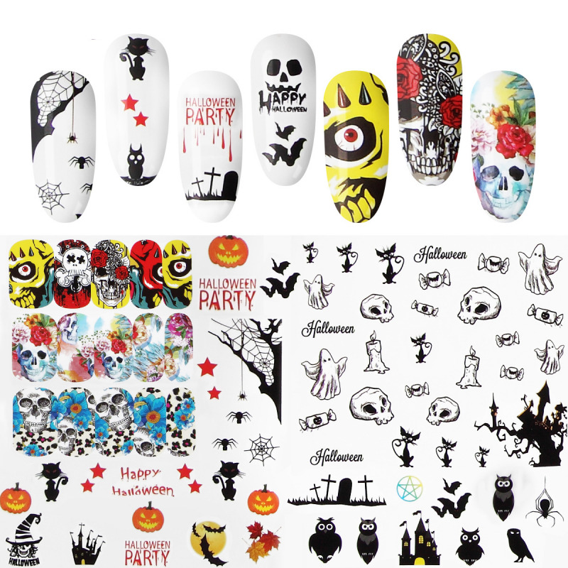Halloween Christmas Series Nail Art Sticker Manicure Decor Water Transfer Decals