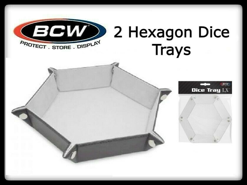 2 Bcw Hexagon Dice White Trays Flat, Foldable & Handy For Pathfinder Games Etc.