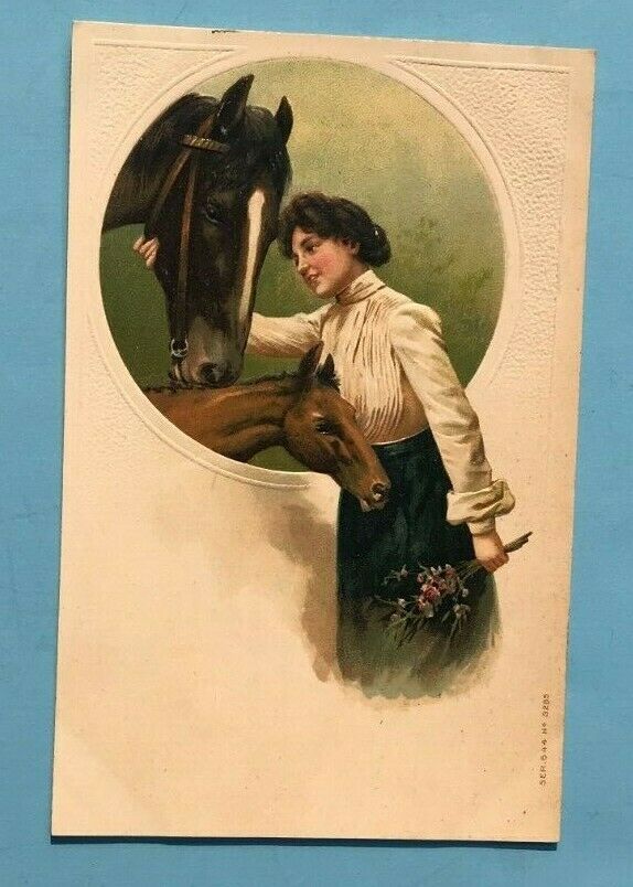 Glamour Girl Horse Art Postcard