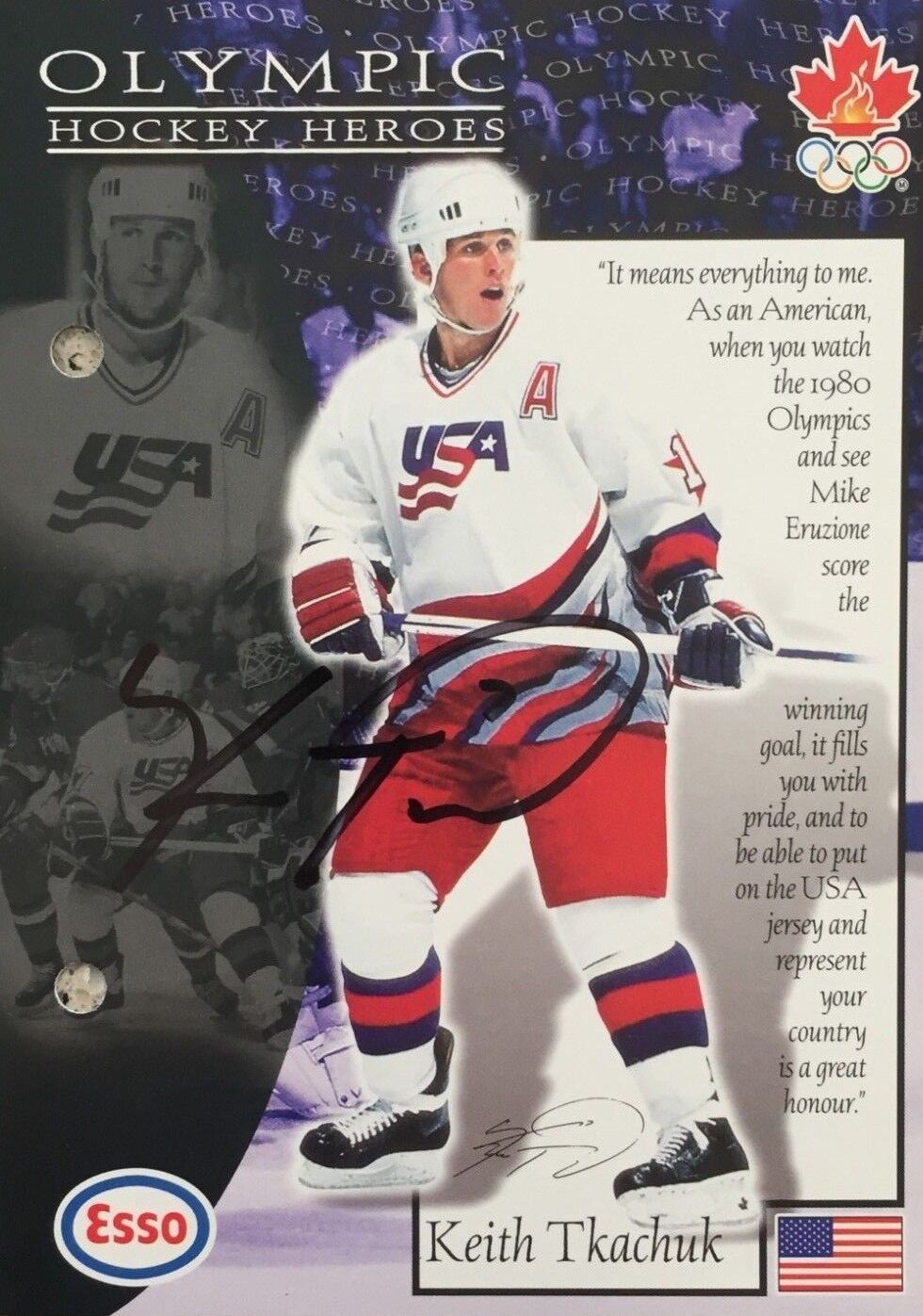 Keith Tkachuk Coyotes Autographed 1997-98 Esso Olympic Hockey Heroes Jumbo 5x7