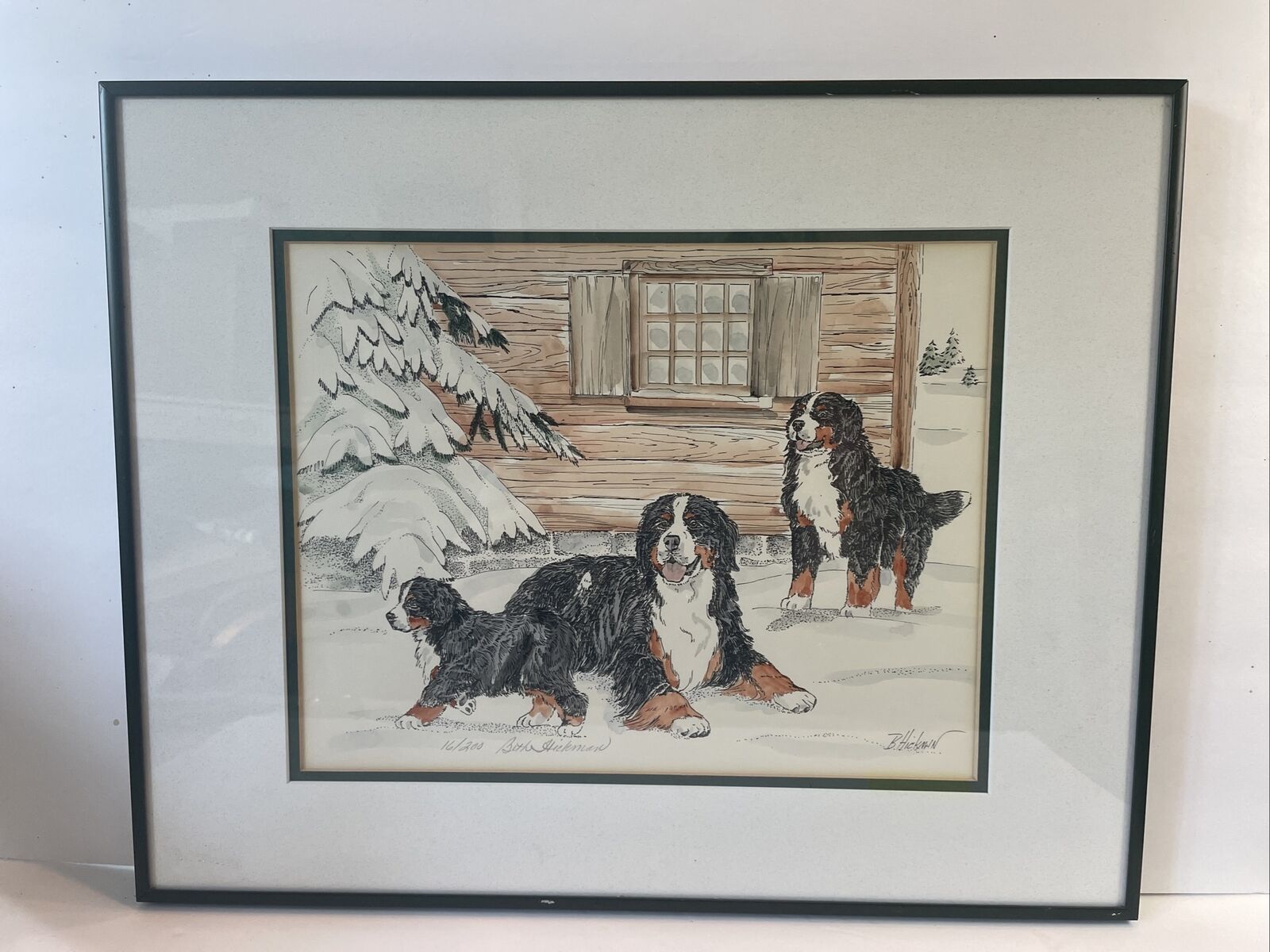 Art Print Lithograph Bernese Mountain Dog By Beth Hickman 16/200