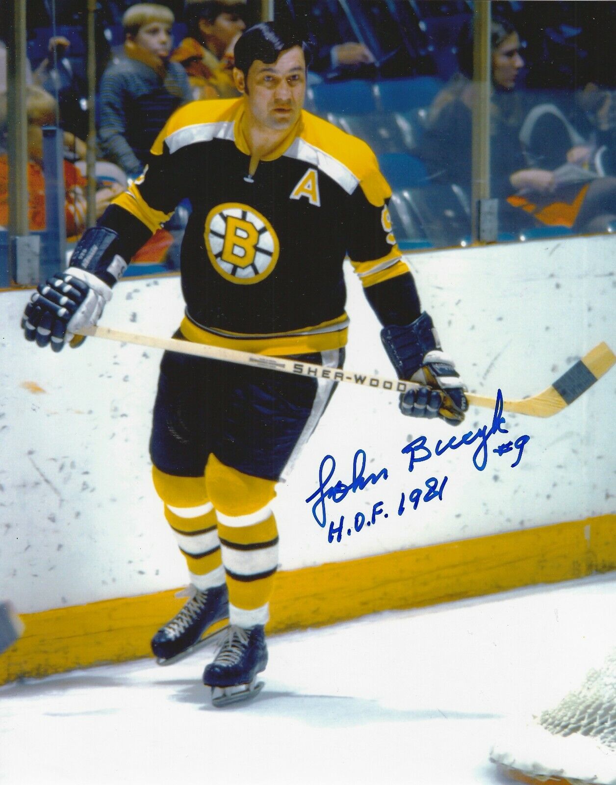 Signed  8x10 Johnny Bucyk Hof 1981 Autographed Boston Bruins Photo - Coa