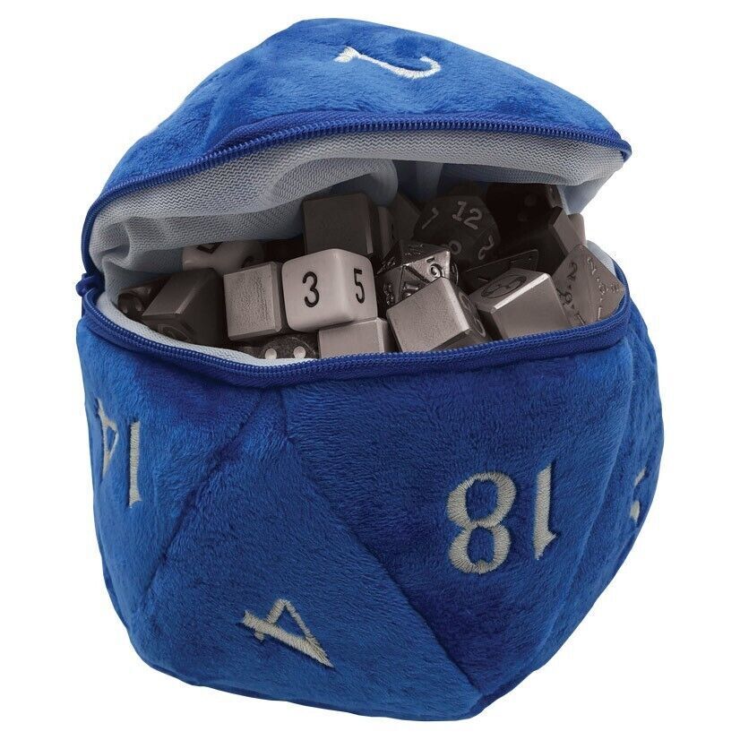 D20 Plush Dice Bag, Blue