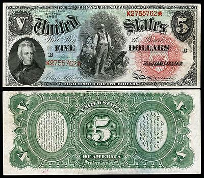 Crisp Unc 1869 U.s. $5.00 Colorful Rainbow Treasury Copy Read Description