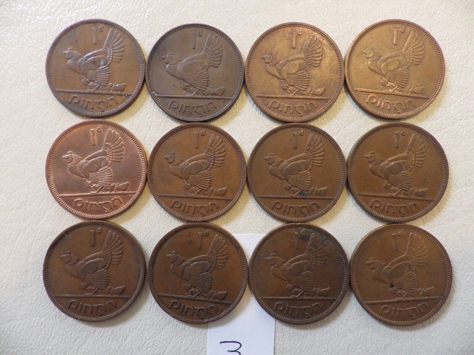 Lot Of 12 Irish One Penny Coins - Lot 3