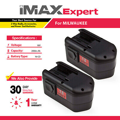2 X New 18v 18 Volt Battery For Milwaukee 48-11-2200 48-11-2230 48-11-2232
