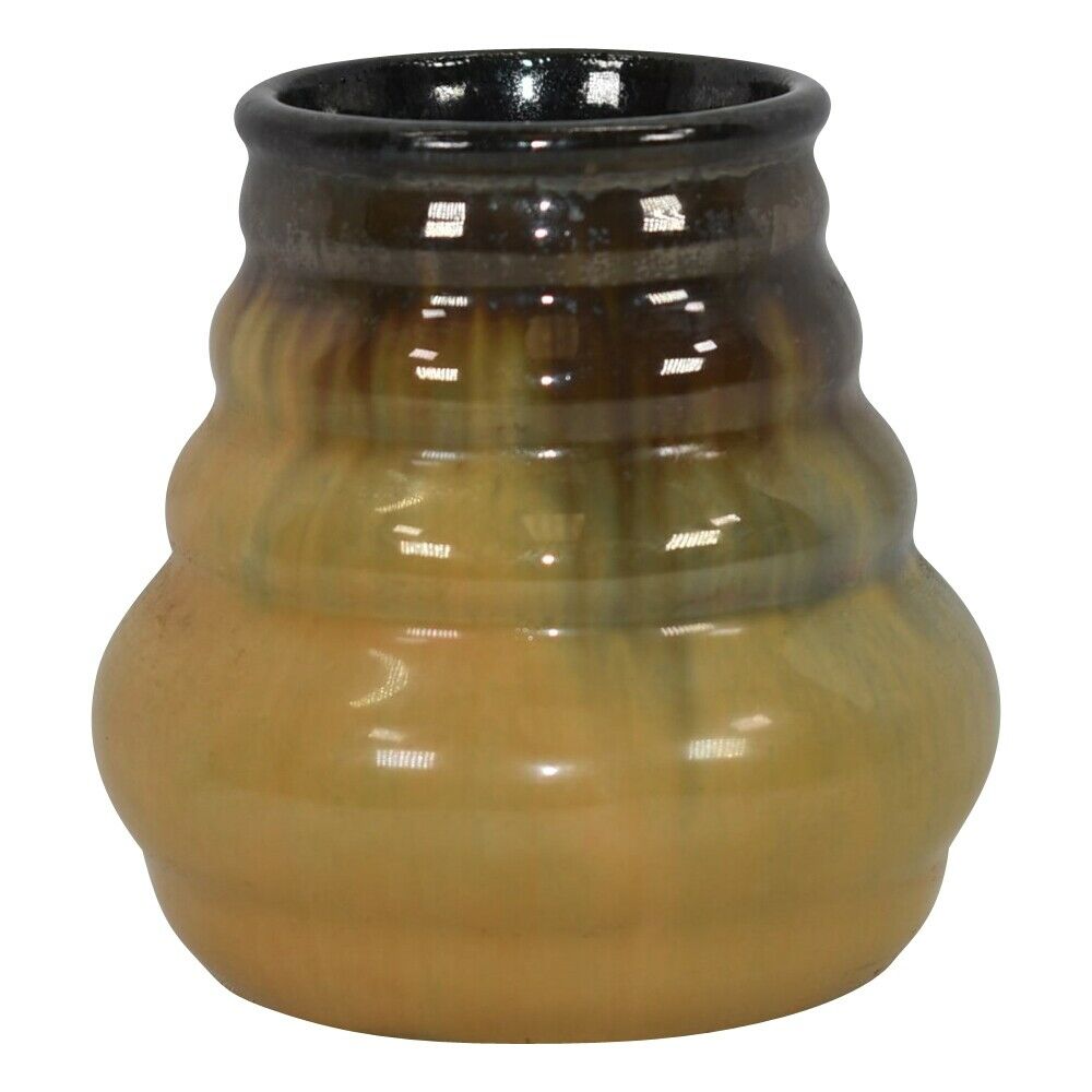 Fulper Pottery 1922-28 Brown Flambe Ringed Vase Shape 827