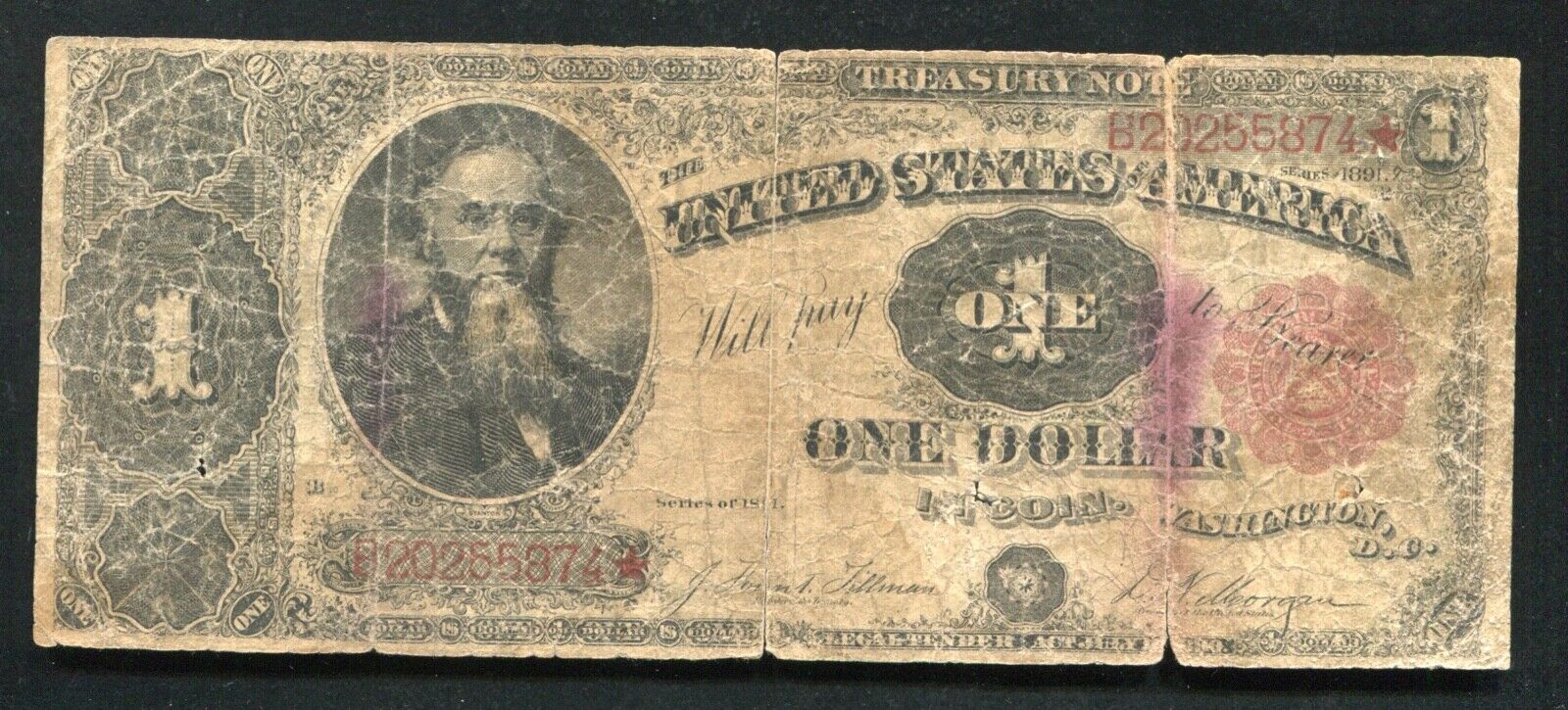 Fr. 351 1891 $1 One Dollar “stanton” Treasury Note U.s. Currency (b)