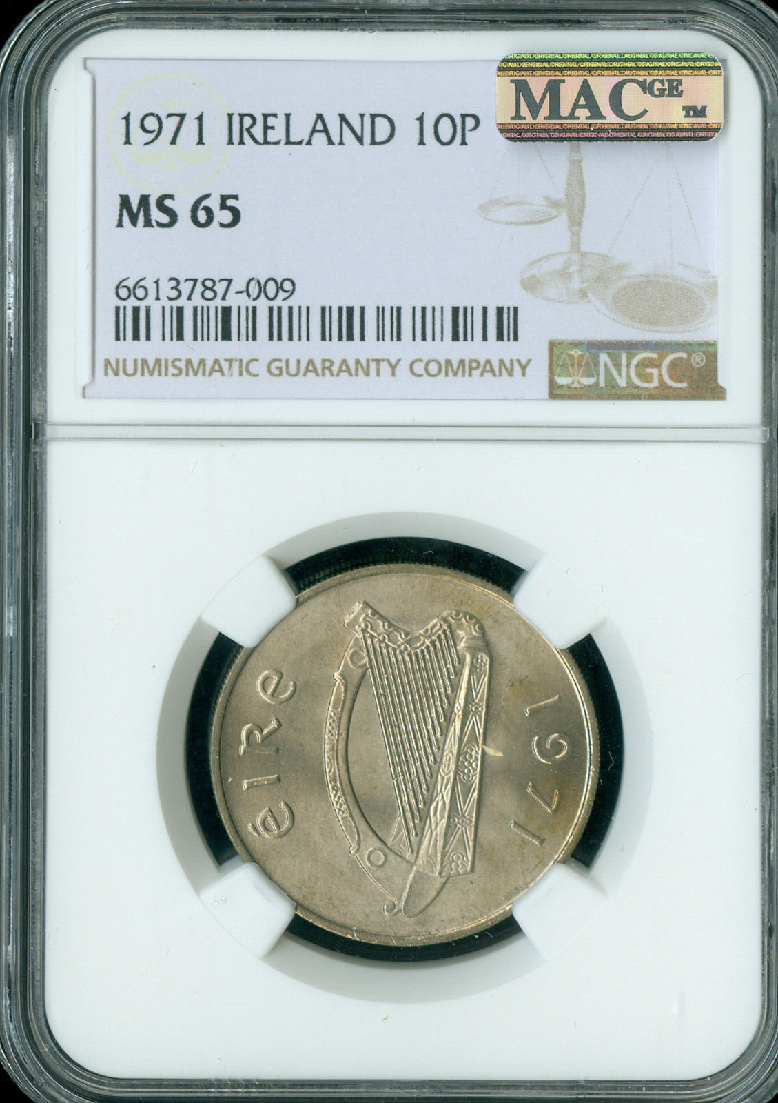 1971 Ireland 50 Pence Ms66 Pq 2nd Finest Grade Mac Spotless  *