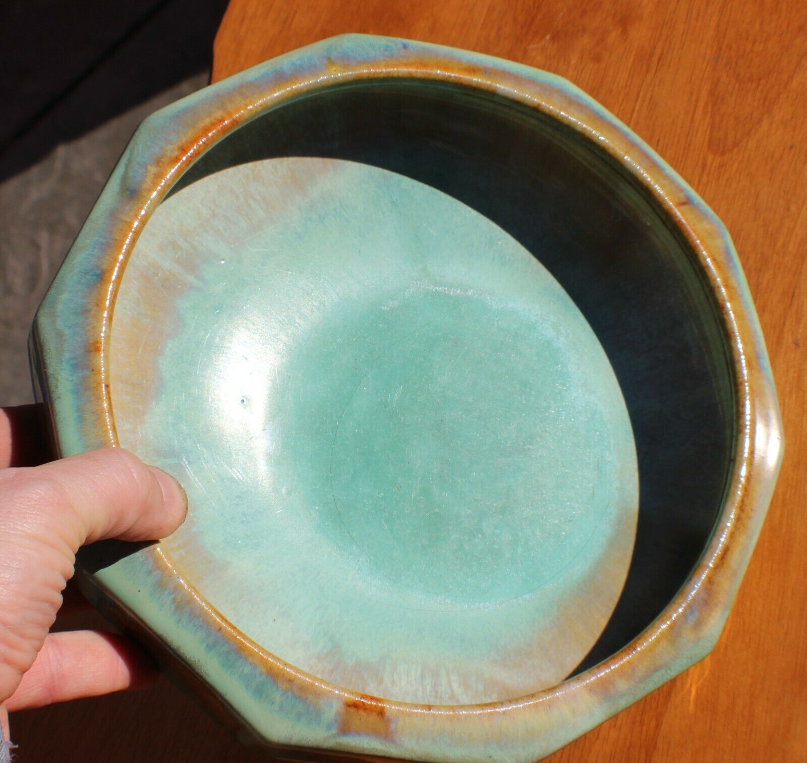 Antique Fulper Arts & Crafts Pottery Jade Crystalline Bowl C. 1916-1922 Rare