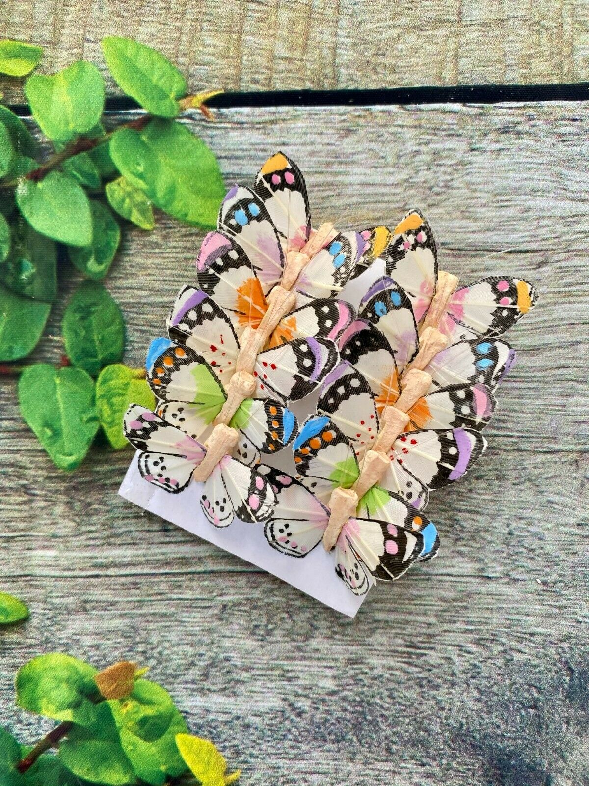 12  Painted Feather Monarch Butterflies 1inch- Artificial Butterfly Picks Decor