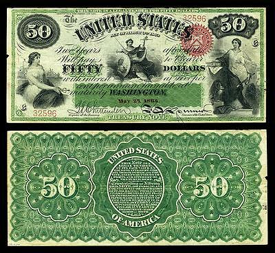 Nice Crisp Unc. 1864 U.s. $50.00 Greenback Bank Copy Note! Read Description