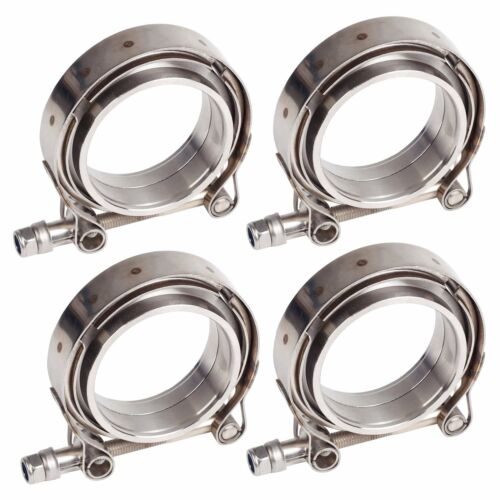 4x 2.5" Inch V-band Flange&clamp Kit For Turbo Exhaust Downpipes Stainless Steel